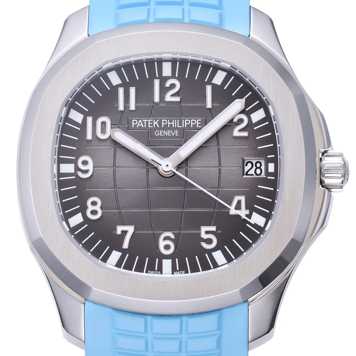 3K Factory Patek Philippe Aquanaut Grey Dial Blue Rubber Strap Stainless Steel Watch Durable 2860
