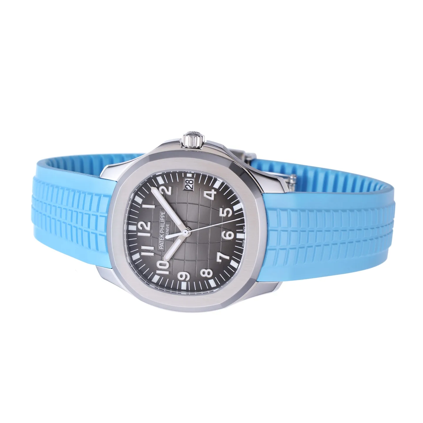 3K Factory Patek Philippe Aquanaut Grey Dial Blue Rubber Strap Stainless Steel Watch Durable 2860
