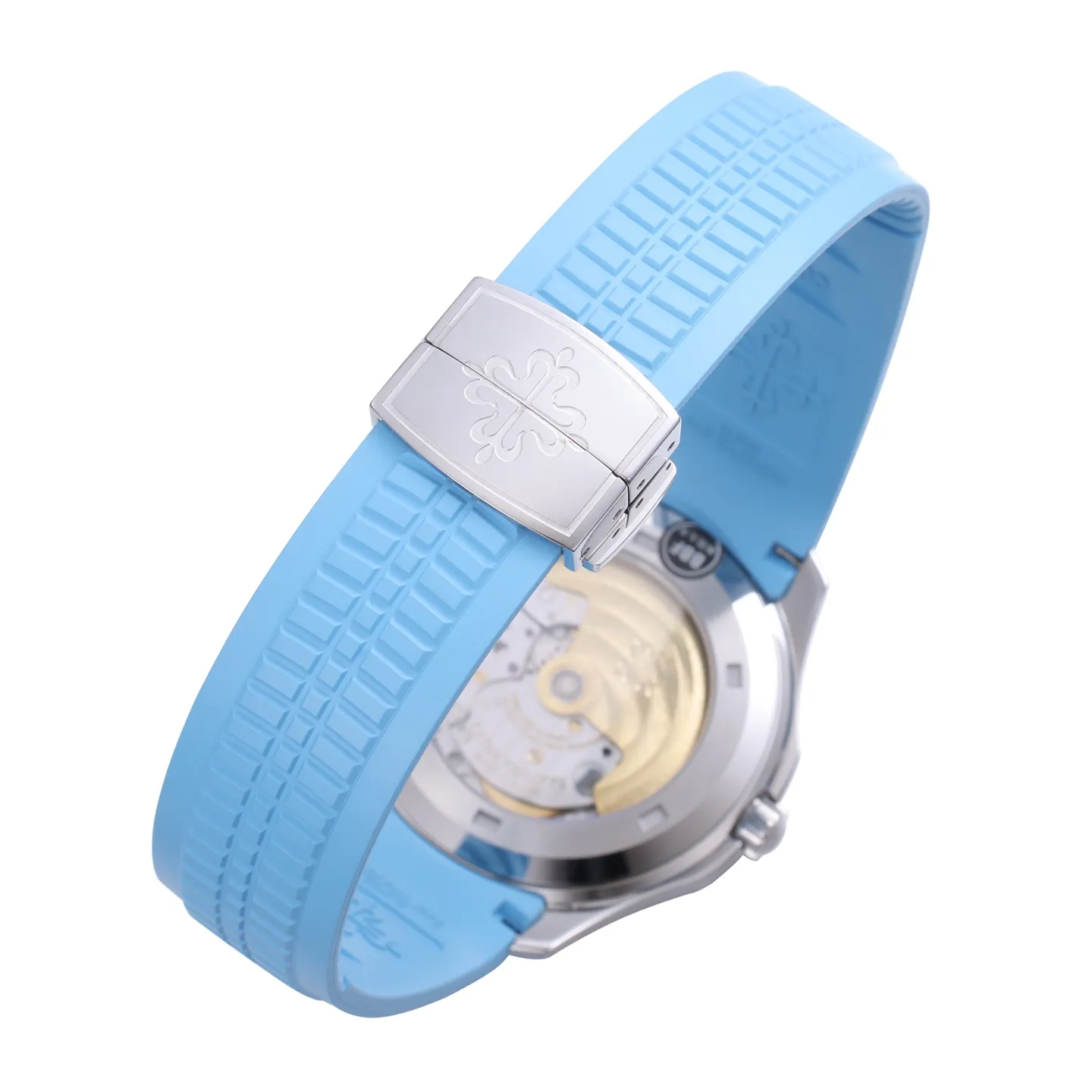 3K Factory Patek Philippe Aquanaut Grey Dial Blue Rubber Strap Stainless Steel Watch Durable 2860