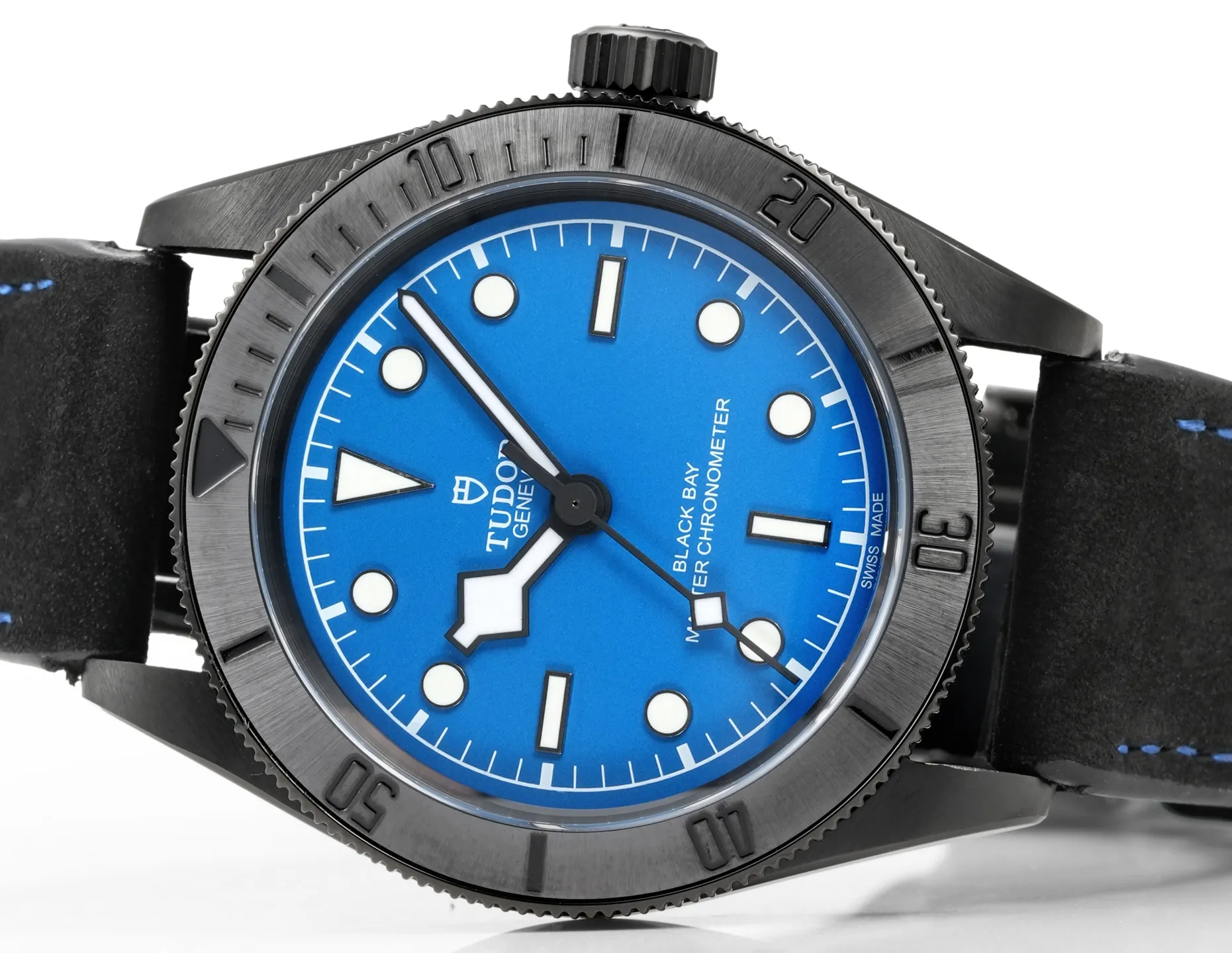 GoodFit ZF Factory Tudor Black Bay Blue Dial Automatic Diver’s Watch with Black Leather Strap 4266