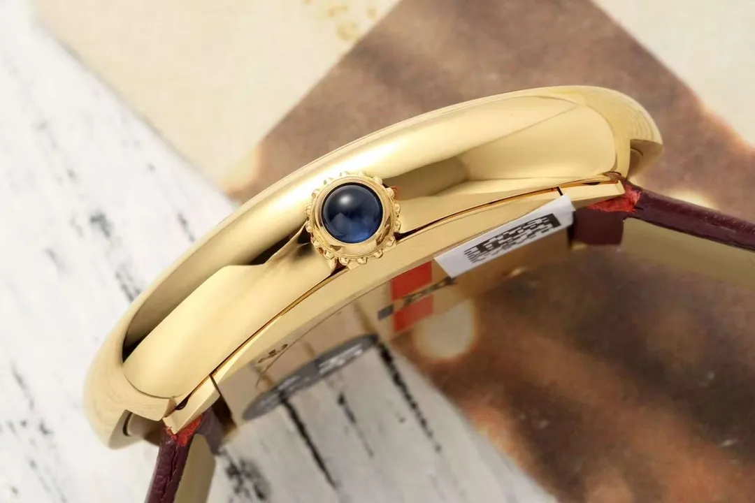 Comfortable AF Factory Cartier Baignoire Oval Gold-Tone Case Burgundy Dial Red Leather Strap Women’s Luxury Watch 5423