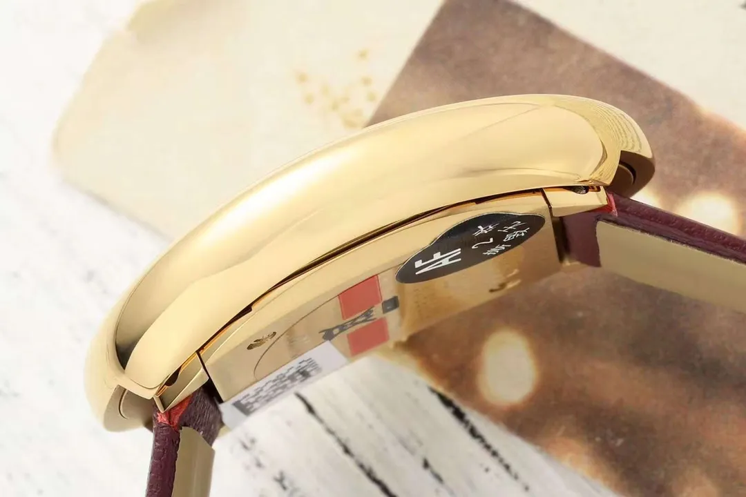 Comfortable AF Factory Cartier Baignoire Oval Gold-Tone Case Burgundy Dial Red Leather Strap Women’s Luxury Watch 5423
