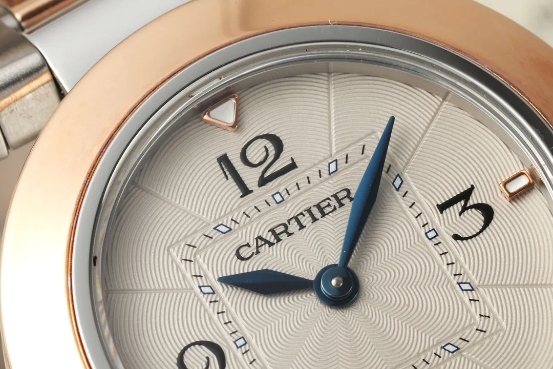 QuickDry Cartier Pasha de Cartier Two-Tone Stainless Steel and Rose Gold Automatic Watch with White Dial and Sapphire Crystal 2815