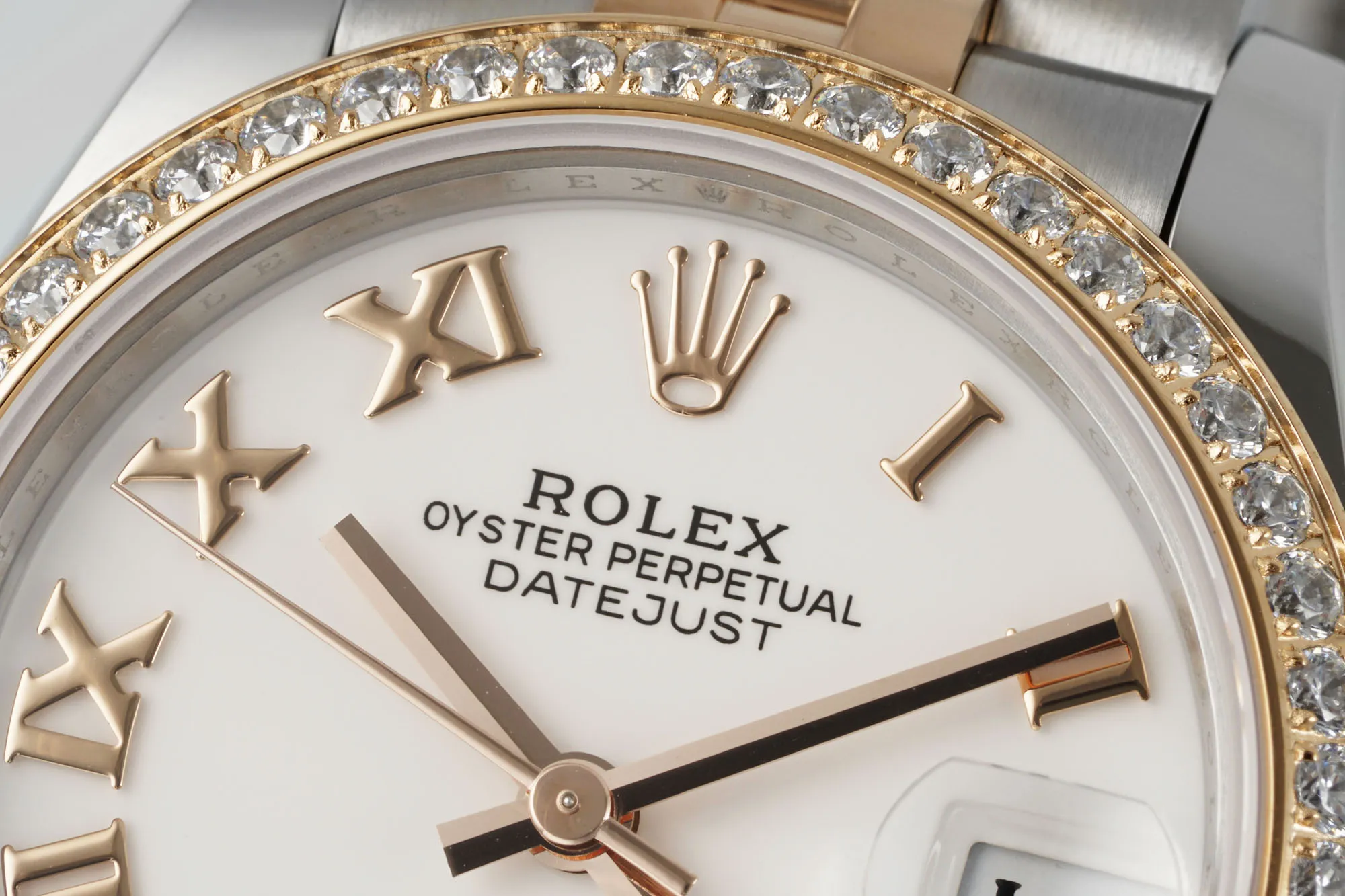 AR Factory Rolex Datejust 31mm White Roman Dial Diamond Bezel Two-Tone Steel and Rose Gold Jubilee Bracelet Ladies Watch Supportive 4982