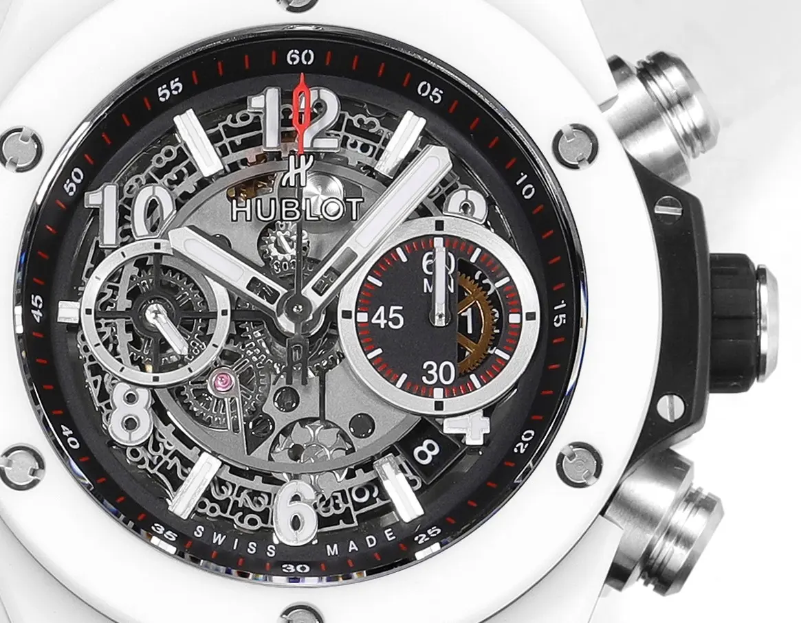 Efficient APS Factory HUBLOT Big Bang Unico White Ceramic Chronograph Watch with Rubber Strap – Super Clone Edition 4679