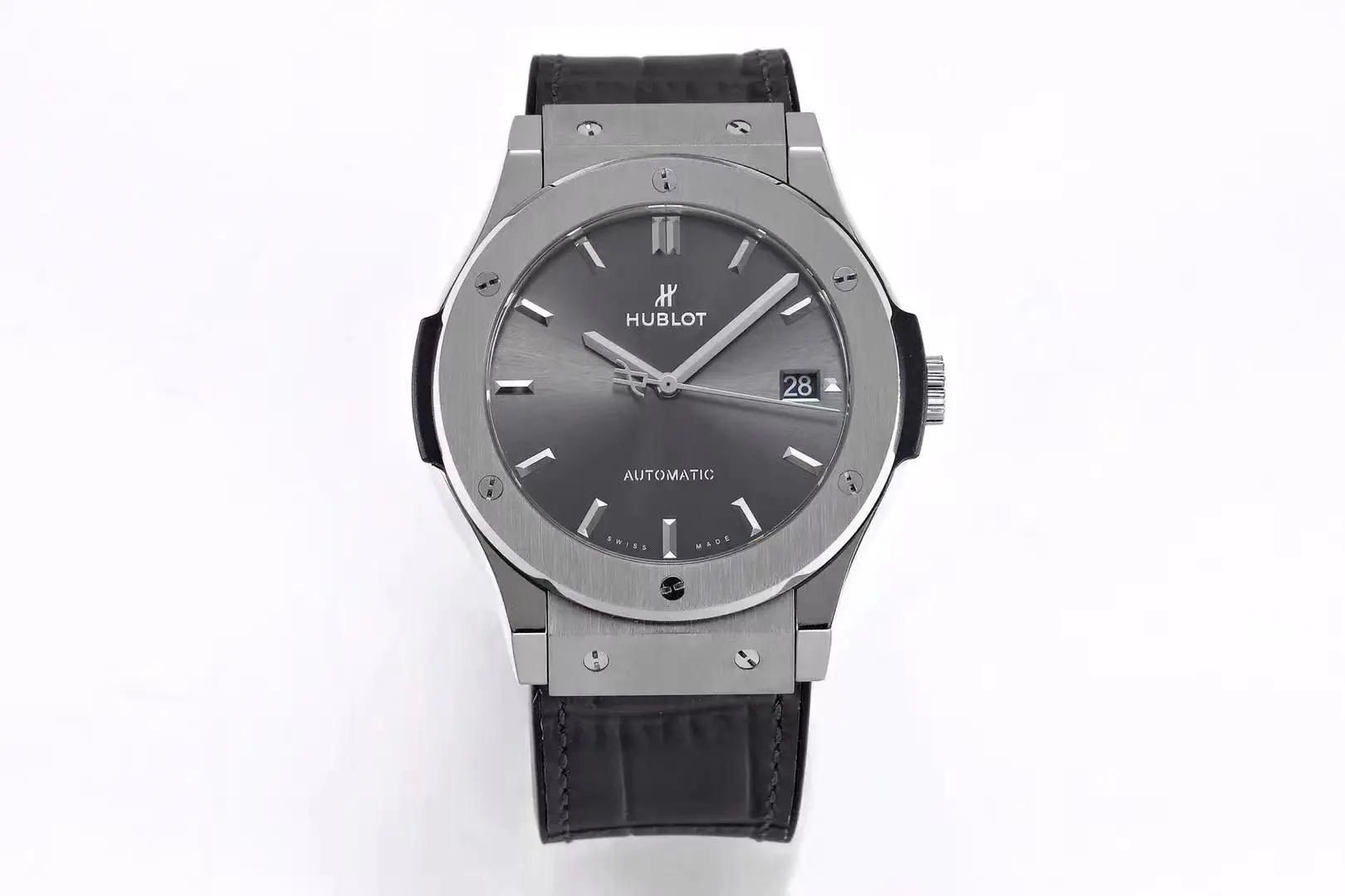 ZF Factory Hublot  Fusion Titanium Watch – Grey Dial, 45MM, Polished Brushed Case, Black Strap, Best Replica Watch Upgraded 1351