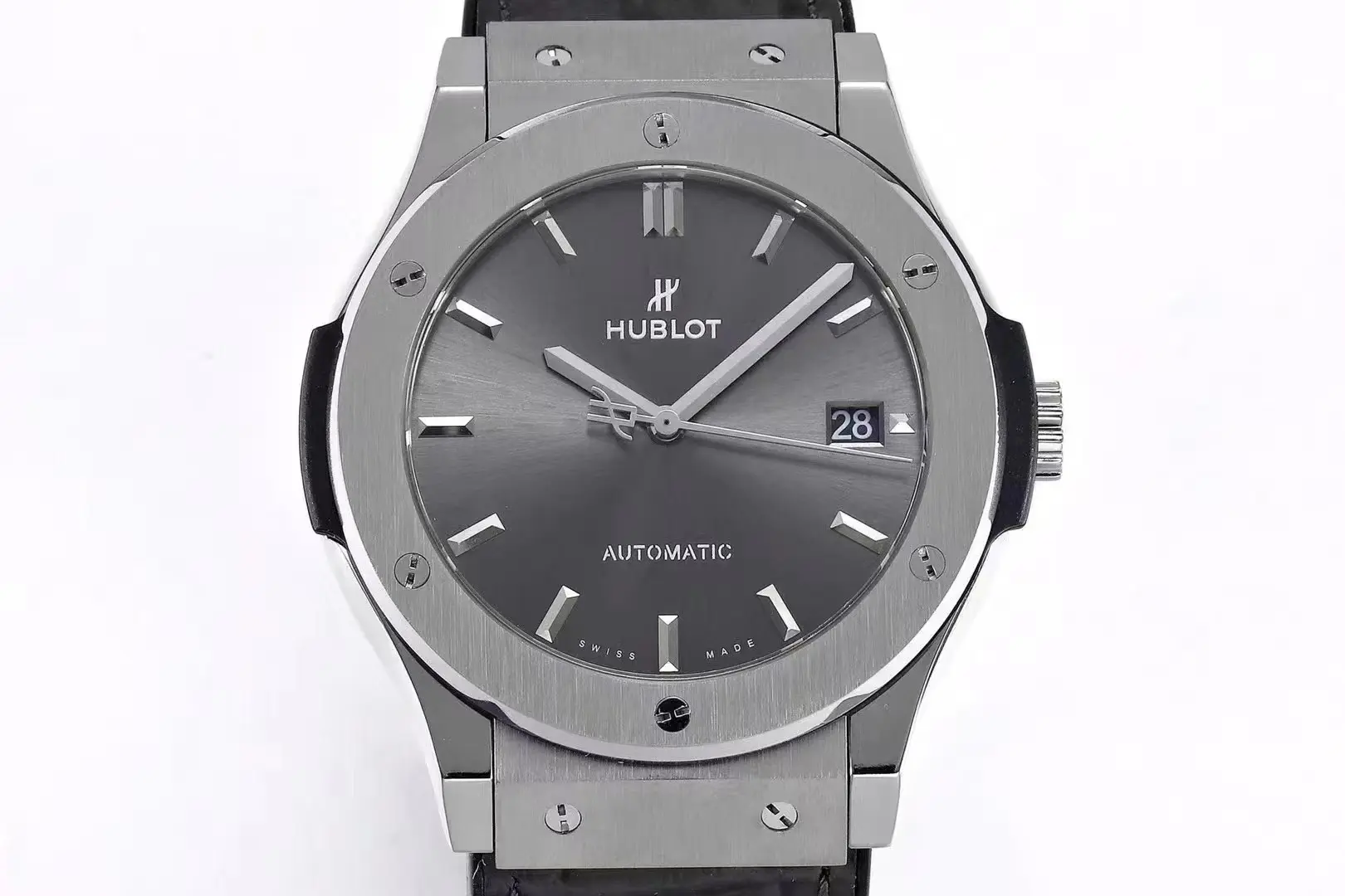 ZF Factory Hublot  Fusion Titanium Watch – Grey Dial, 45MM, Polished Brushed Case, Black Strap, Best Replica Watch Upgraded 1351