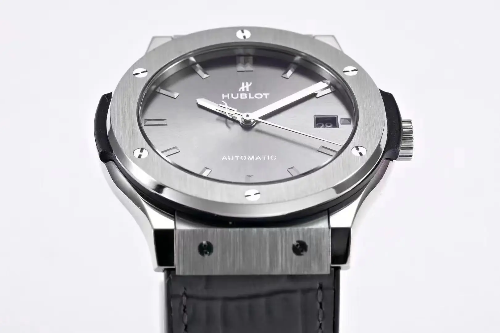 ZF Factory Hublot  Fusion Titanium Watch – Grey Dial, 45MM, Polished Brushed Case, Black Strap, Best Replica Watch Upgraded 1351