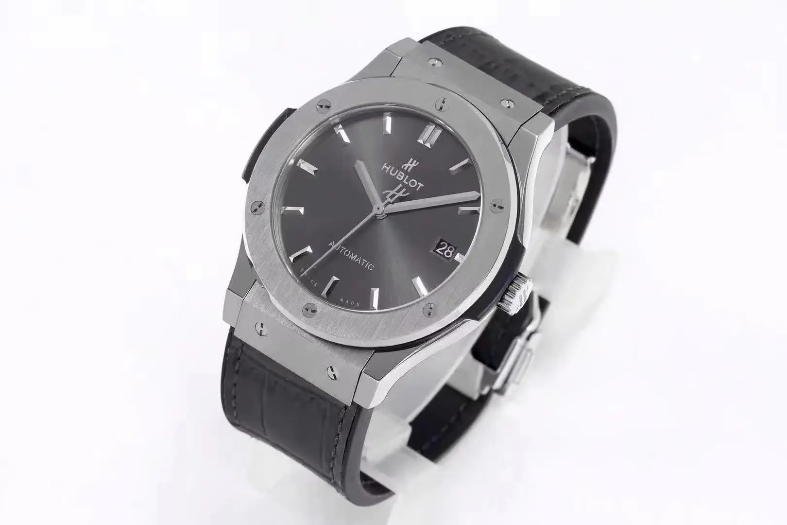 ZF Factory Hublot  Fusion Titanium Watch – Grey Dial, 45MM, Polished Brushed Case, Black Strap, Best Replica Watch Upgraded 1351