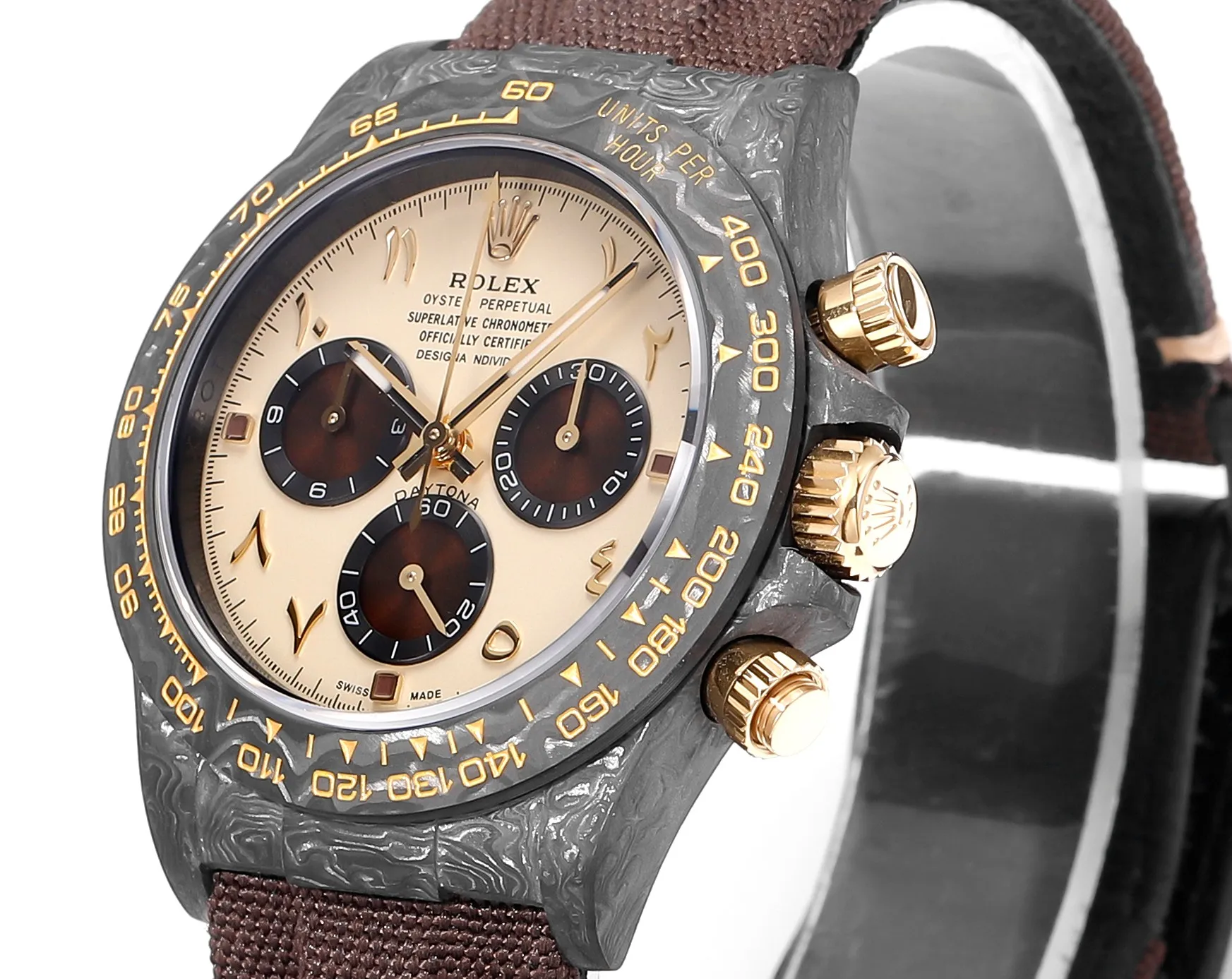 HighPerformance Rolex Daytona Carbon Fiber Custom Edition Watch – Black with Brown Strap by VSF Watches Official 15