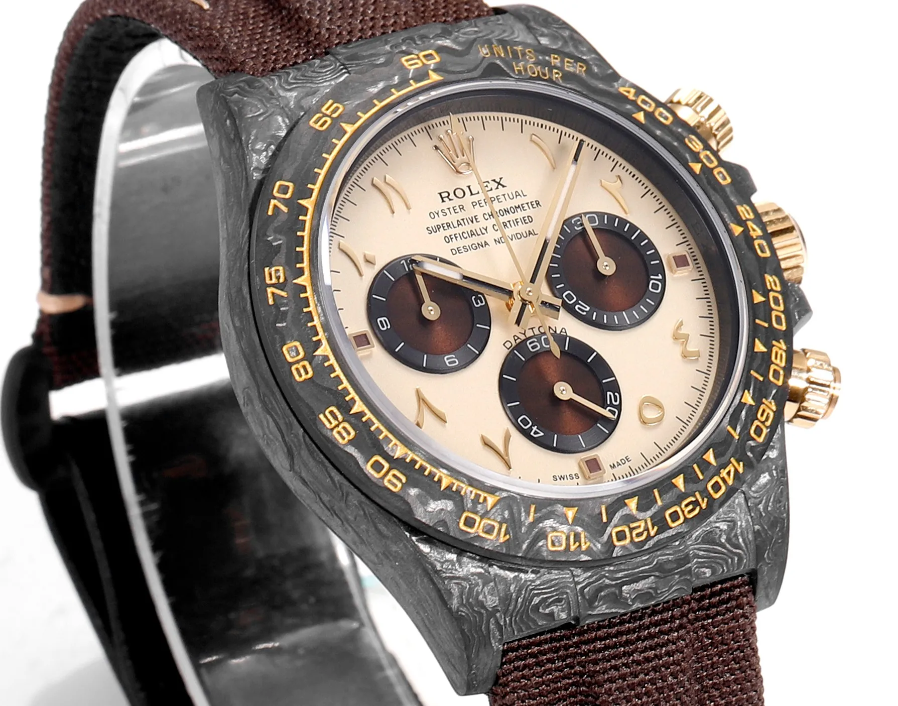 HighPerformance Rolex Daytona Carbon Fiber Custom Edition Watch – Black with Brown Strap by VSF Watches Official 15