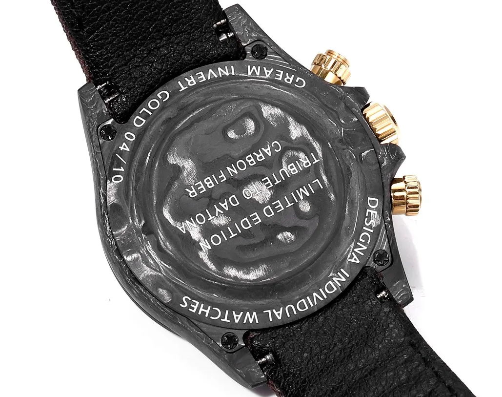 HighPerformance Rolex Daytona Carbon Fiber Custom Edition Watch – Black with Brown Strap by VSF Watches Official 15