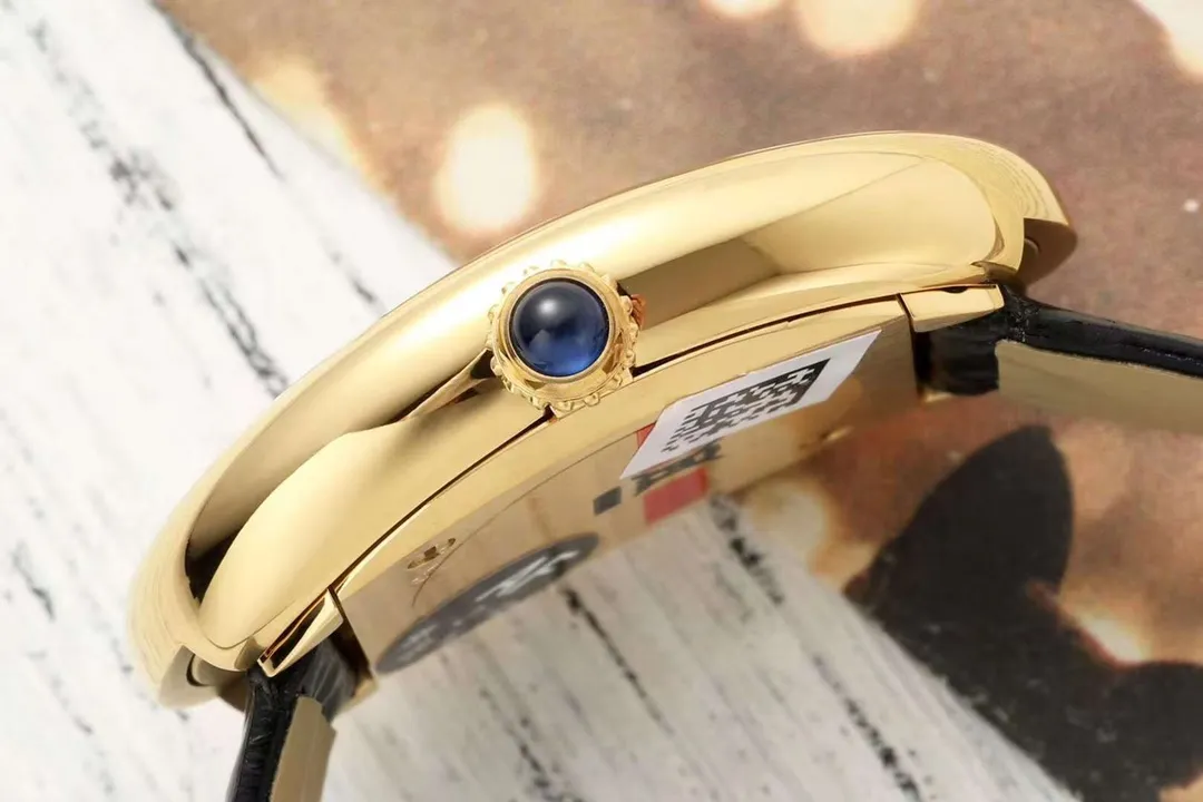 Original AF Factory Cartier Baignoire Oval Black Dial Gold-Tone Case Black Leather Strap Women’s Watch 5422