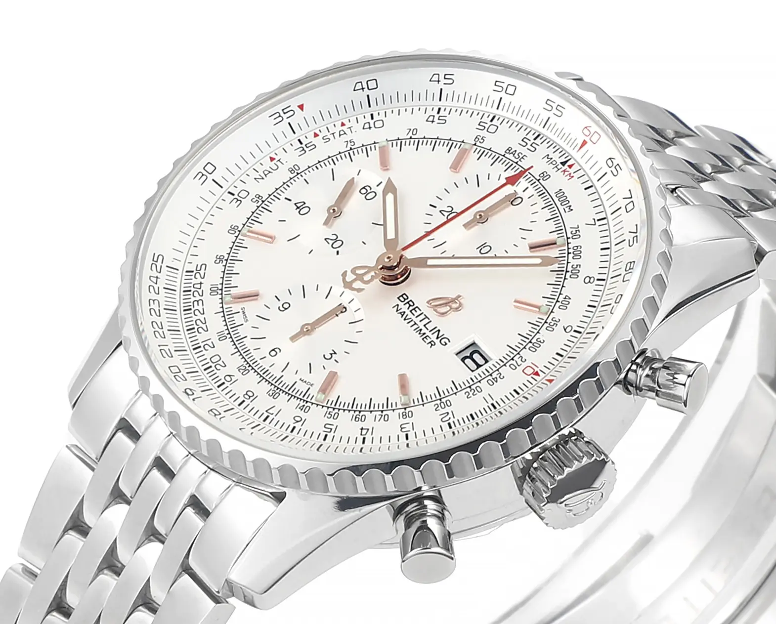 KOR Factory BLS Navitimer Chronograph Silver Stainless Steel – Super Clone Breitling Replica Watch Sporty 2440
