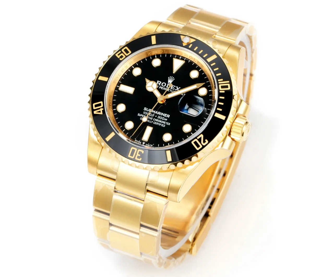 Neat VS Factory Rolex Submariner 41mm Date 116618LN Men’s Automatic Diver Watch in Yellow Gold with Black 324