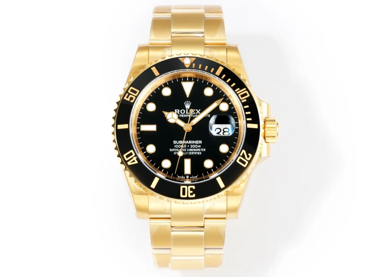 Neat VS Factory Rolex Submariner 41mm Date 116618LN Men’s Automatic Diver Watch in Yellow Gold with Black 324