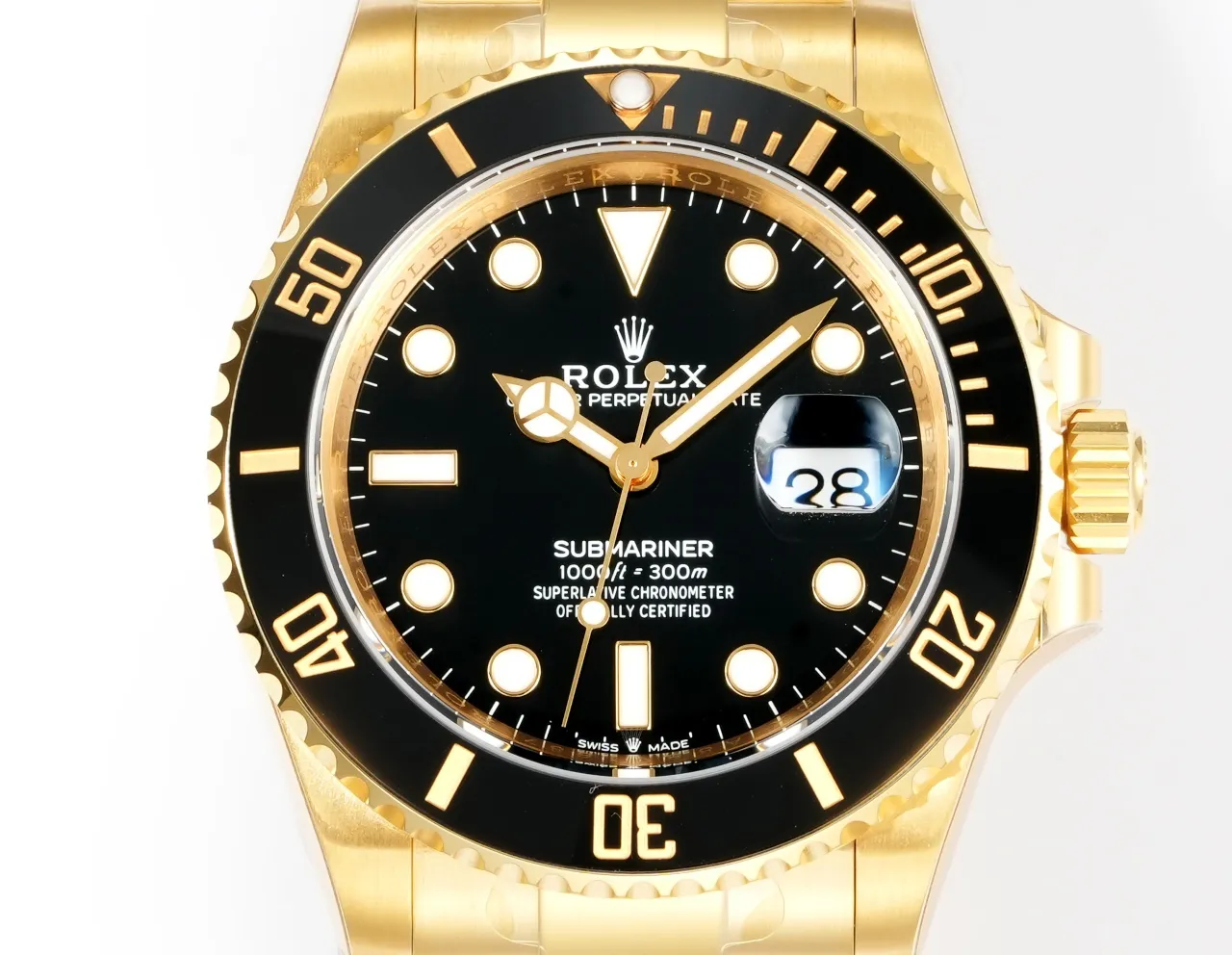 Neat VS Factory Rolex Submariner 41mm Date 116618LN Men’s Automatic Diver Watch in Yellow Gold with Black 324