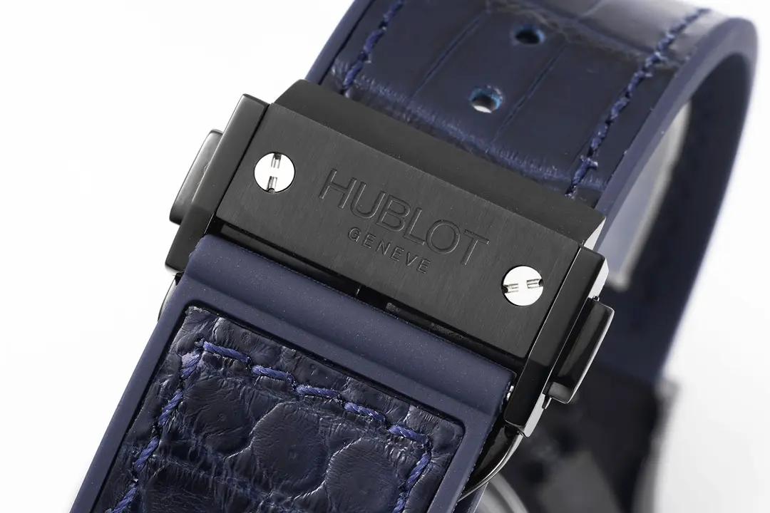 Durable ZF Factory Hublot  Fusion Ceramic Watch – Black Ceramic Case, Blue Dial, Crocodile Leather Strap, Super Clone by GSF 1350