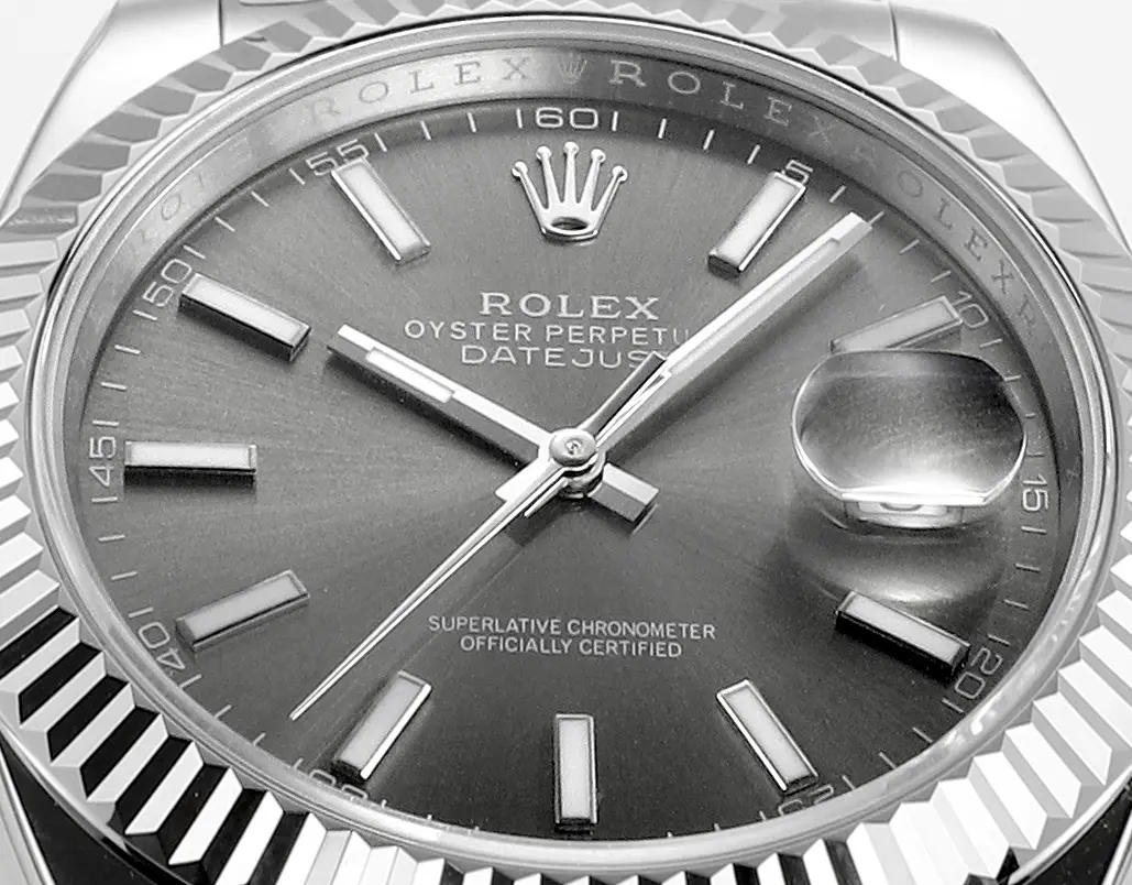 Rolex Datejust 41mm Watch – Silver Fluted Bezel, Grey Dial, Stainless Steel Bracelet, Super Clone VSF Rolex ModernLook 121