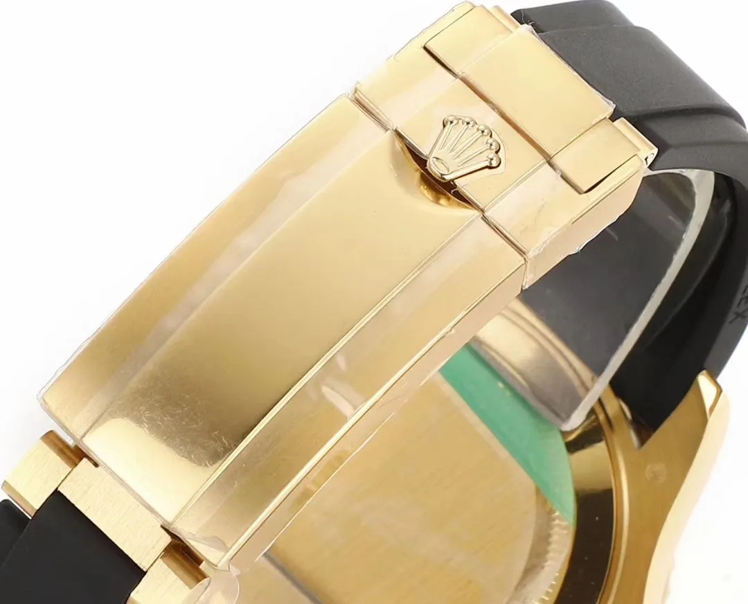 VS Factory Rolex Yacht-Master 42mm Yellow Gold Black Dial Oysterflex Rubber Strap Luxury Men’s Watch Sporty 342