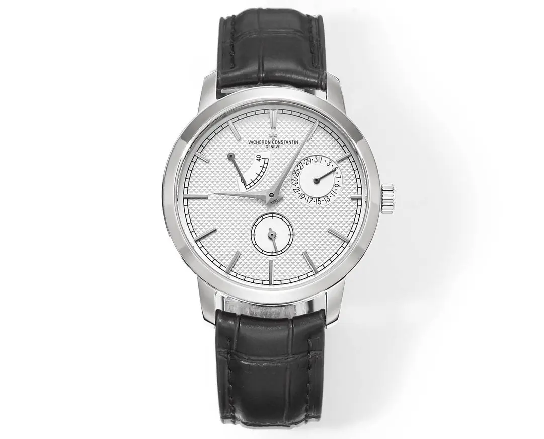 8F Factory Vacheron Constantin Traditionnelle 83520 000R-9909 Mechanical Watch – Silver Dial, Black Leather Strap, Multi-Function Automatic Super Clone Watch, Best Replica Quality TravelReady 4255