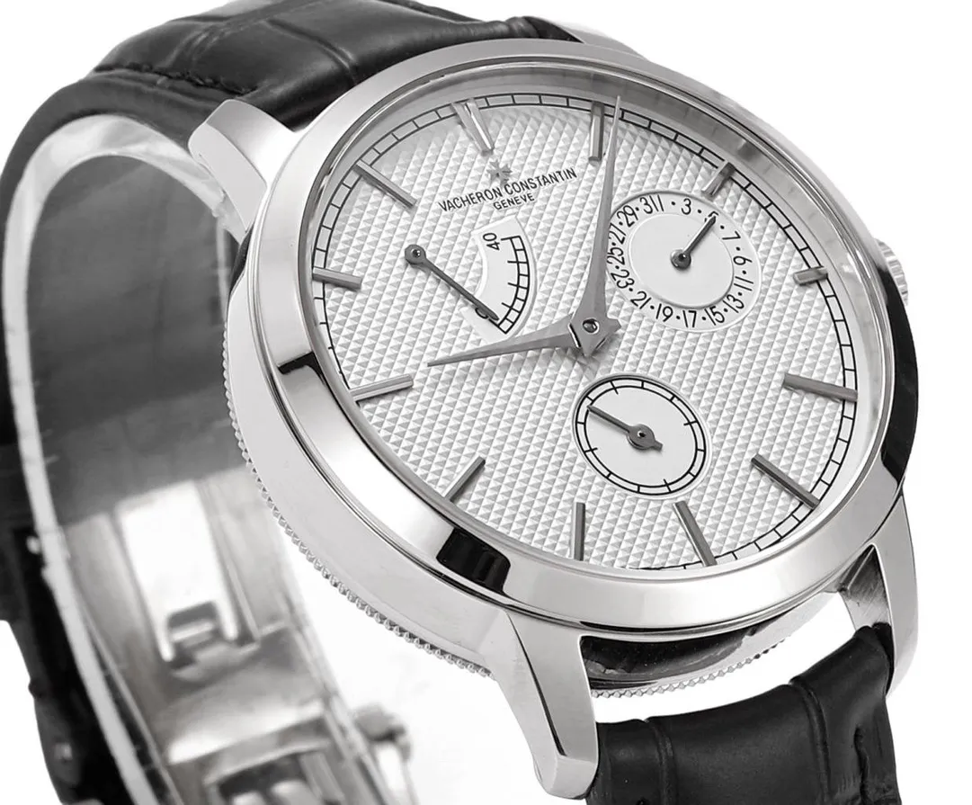 MKS Factory Vacheron Constantin Traditionnelle 83520 000R-9909 Mechanical Watch – Silver Dial, Black Leather Strap, Multi-Function Automatic Super Clone Watch, Best Replica Quality ComfortFit 4252