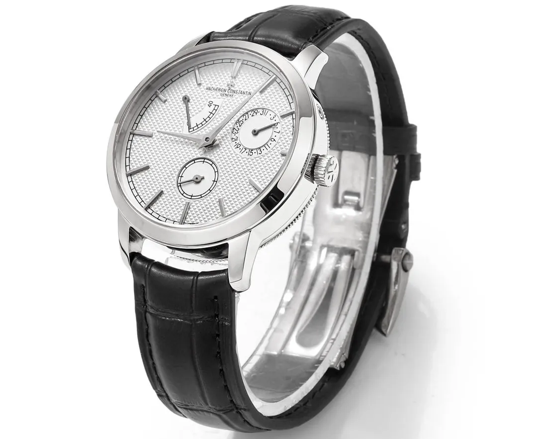 MKS Factory Vacheron Constantin Traditionnelle 83520 000R-9909 Mechanical Watch – Silver Dial, Black Leather Strap, Multi-Function Automatic Super Clone Watch, Best Replica Quality ComfortFit 4252