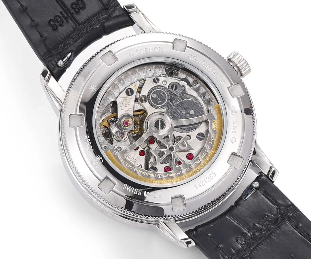 MKS Factory Vacheron Constantin Traditionnelle 83520 000R-9909 Mechanical Watch – Silver Dial, Black Leather Strap, Multi-Function Automatic Super Clone Watch, Best Replica Quality ComfortFit 4252