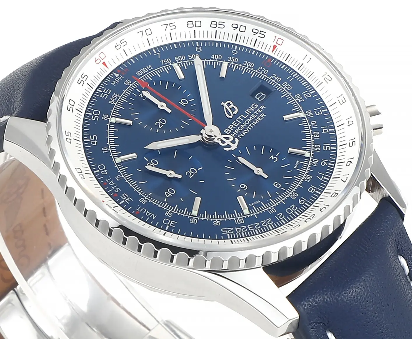 Cozy OM Factory BLS Navitimer Chronograph Blue Leather Super Clone Breitling Replica Watch 2436