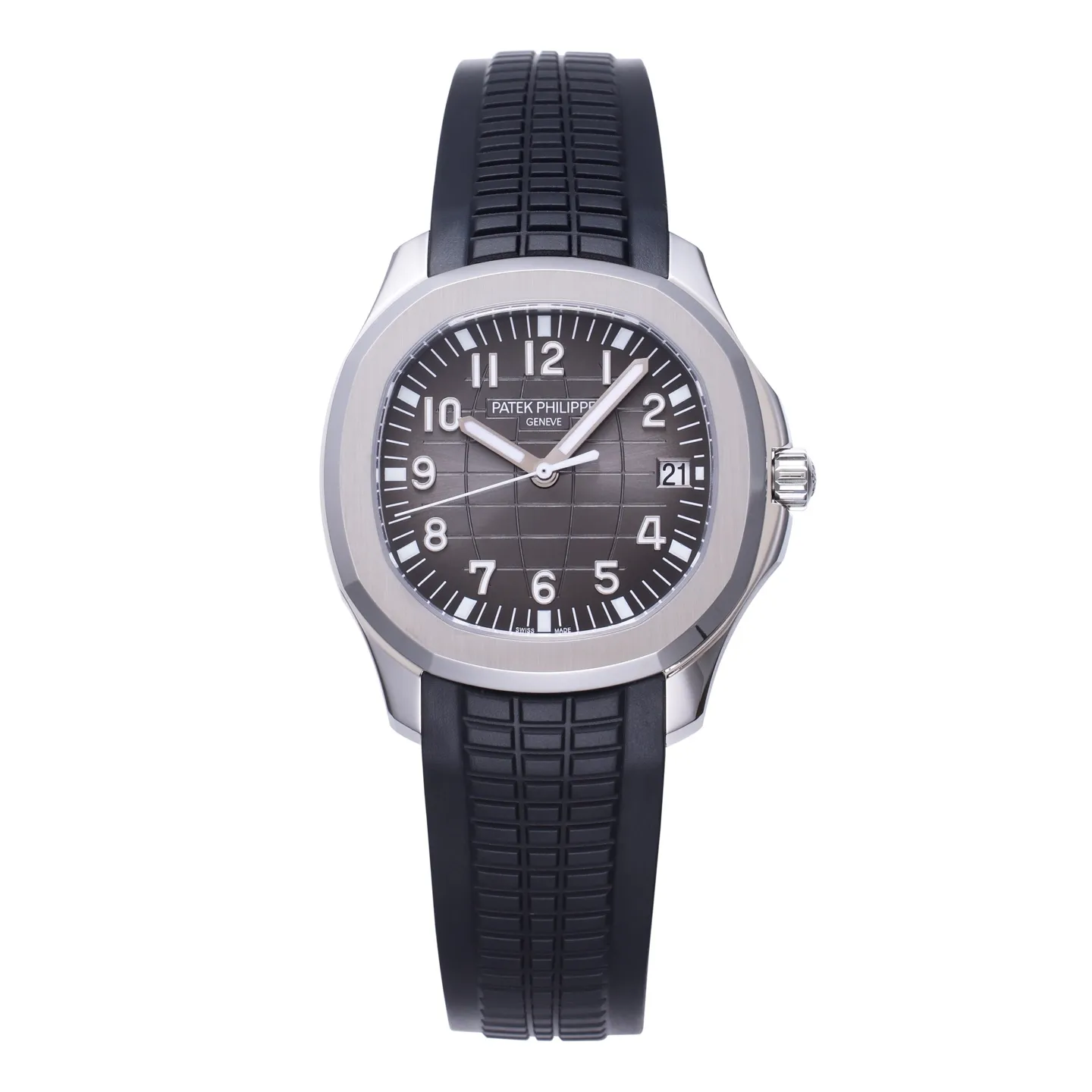 Comfortable 3K Factory Patek Philippe Aquanaut Grey Dial Black Rubber Strap Stainless Steel Watch 5149