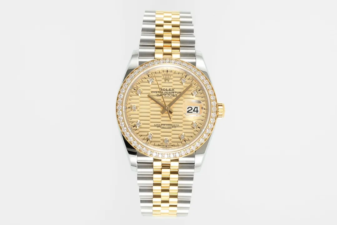 VS Factory Rolex Datejust 36mm Two-Tone Yellow Gold and Stainless Steel Diamond Watch TimelessDesign 4428