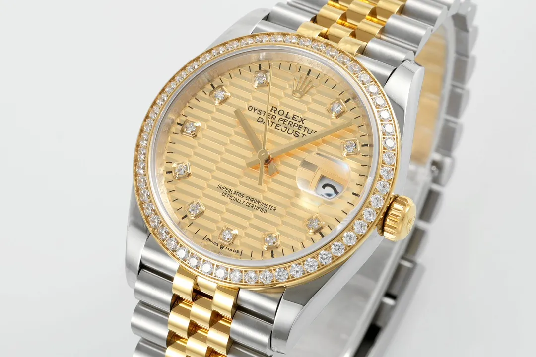 VS Factory Rolex Datejust 36mm Two-Tone Yellow Gold and Stainless Steel Diamond Watch TimelessDesign 4428