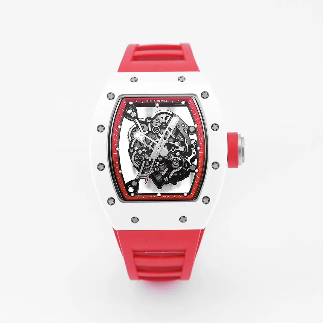 Packable KV Factory Richard Mille White Ceramic Red Strap Super Clone Watch –  Replica Richard Mille 6511
