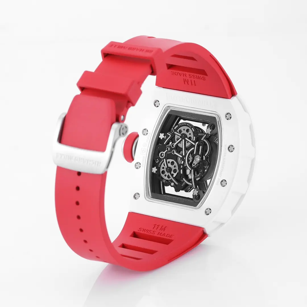Elegant RM Factory Richard Mille White Ceramic Red Strap Super Clone Watch –  Replica Richard Mille 7384