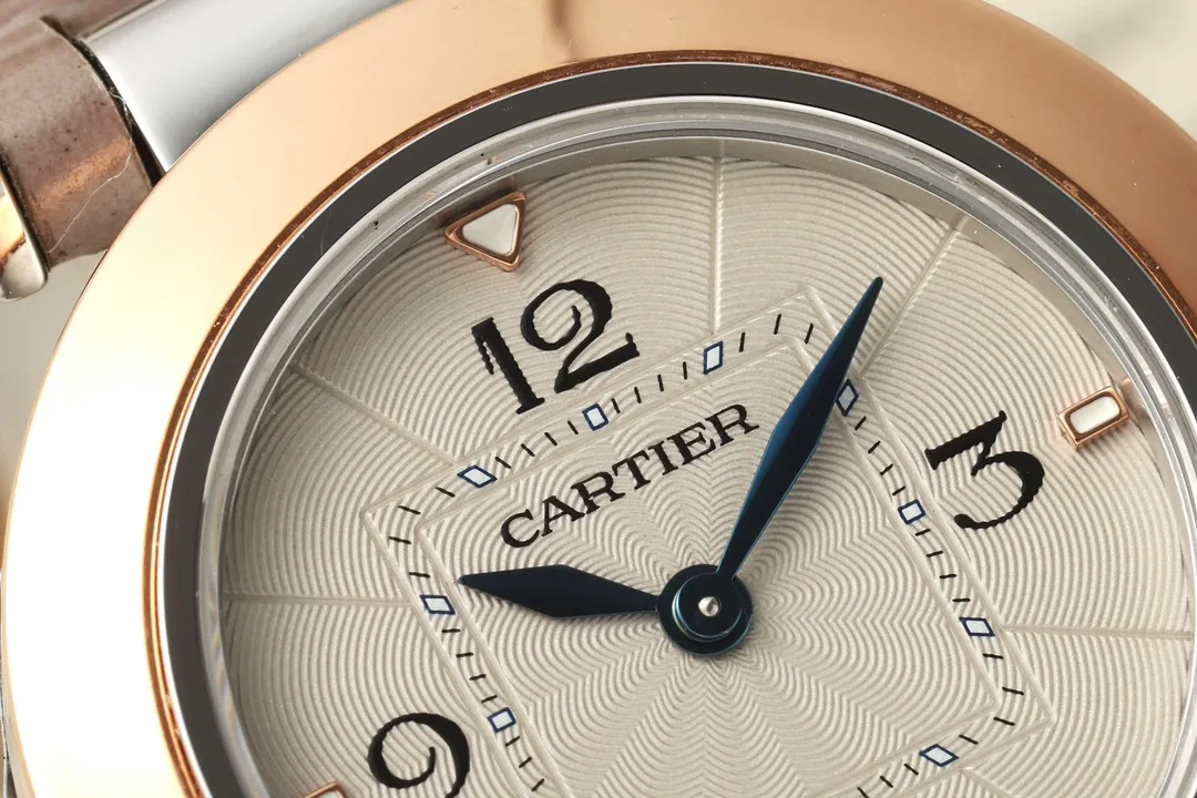 ComfortFit AF Factory Cartier Pasha de Cartier Women’s Rose Gold and Steel Automatic Watch with Beige Alligator Leather Strap and Sapphire Cabochon 2784