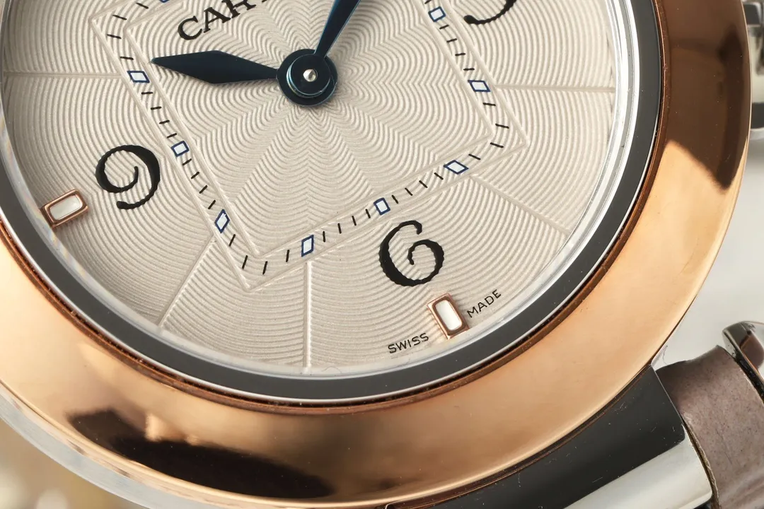 ComfortFit AF Factory Cartier Pasha de Cartier Women’s Rose Gold and Steel Automatic Watch with Beige Alligator Leather Strap and Sapphire Cabochon 2784