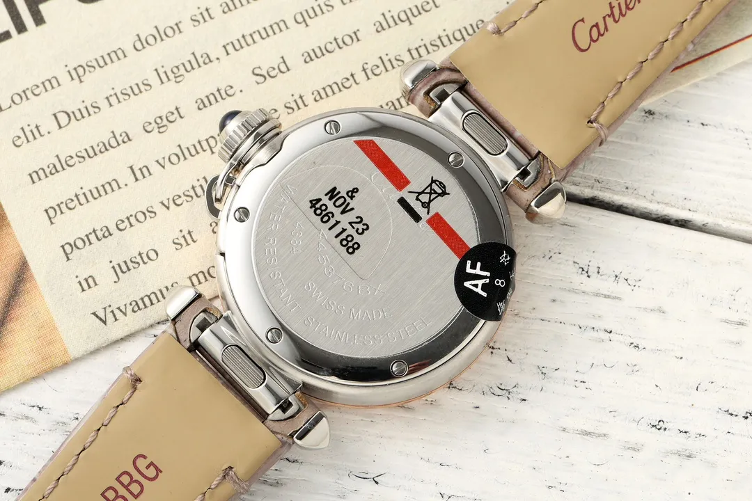 ComfortFit AF Factory Cartier Pasha de Cartier Women’s Rose Gold and Steel Automatic Watch with Beige Alligator Leather Strap and Sapphire Cabochon 2784