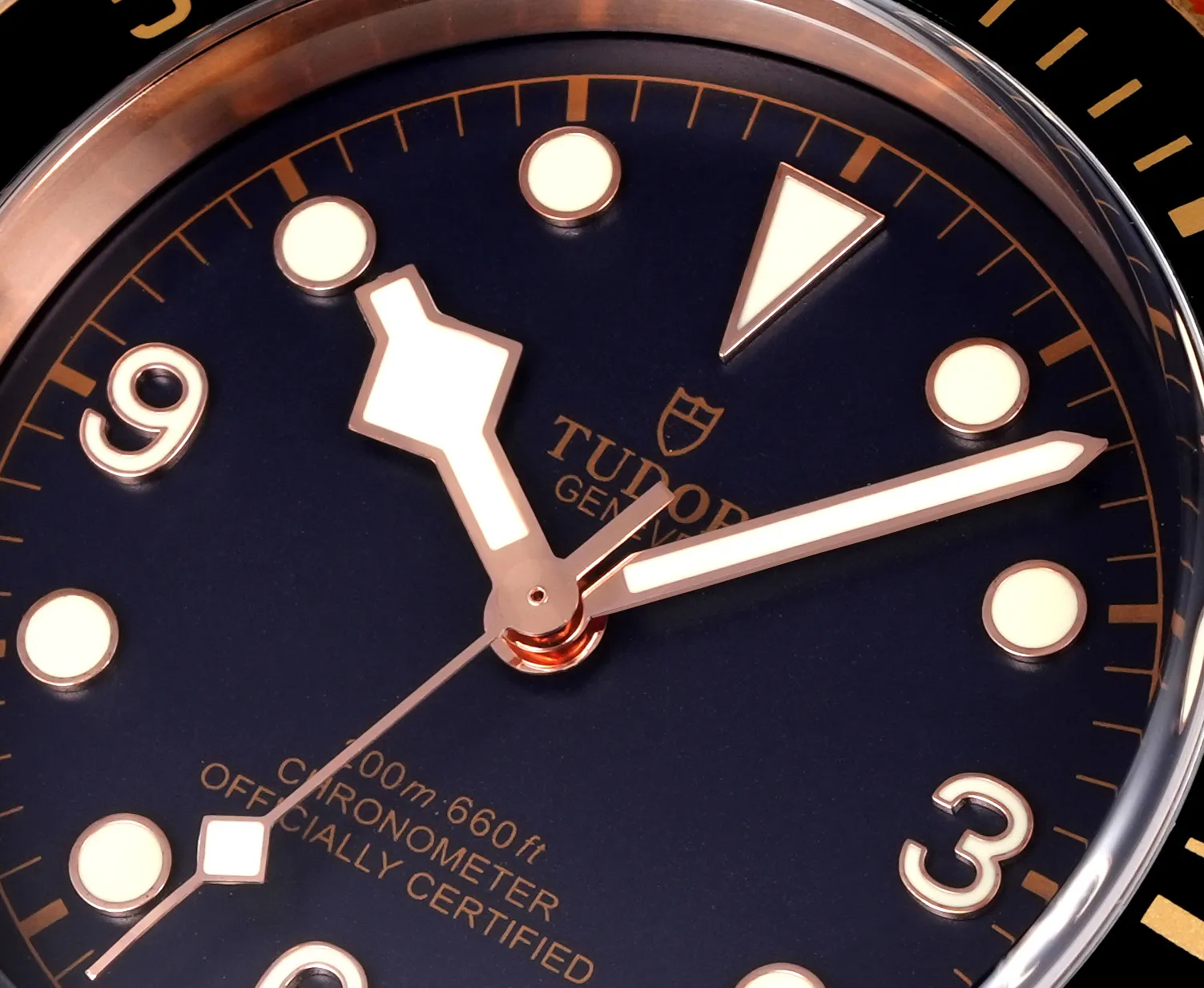 Tudor Black Bay Bronze Automatic Men’s Diver Watch with Black Dial, Brown Leather Strap, and Bronze Case TimelessDesign 4281