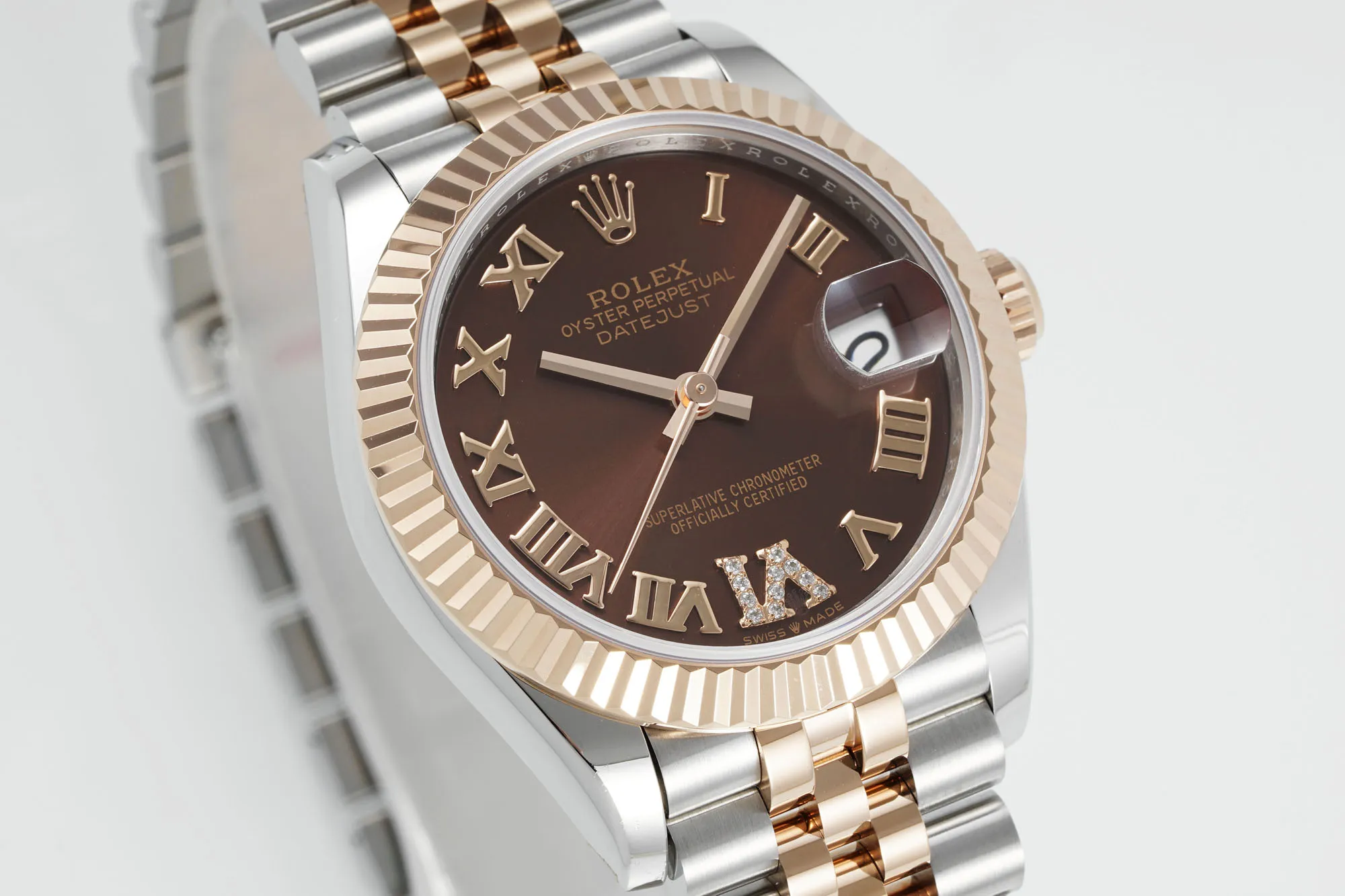 AR Factory Rolex Datejust 31mm Chocolate Dial Roman Numerals Two-Tone Rose Gold and Steel Jubilee Bracelet Women’s Watch BestValue 4926