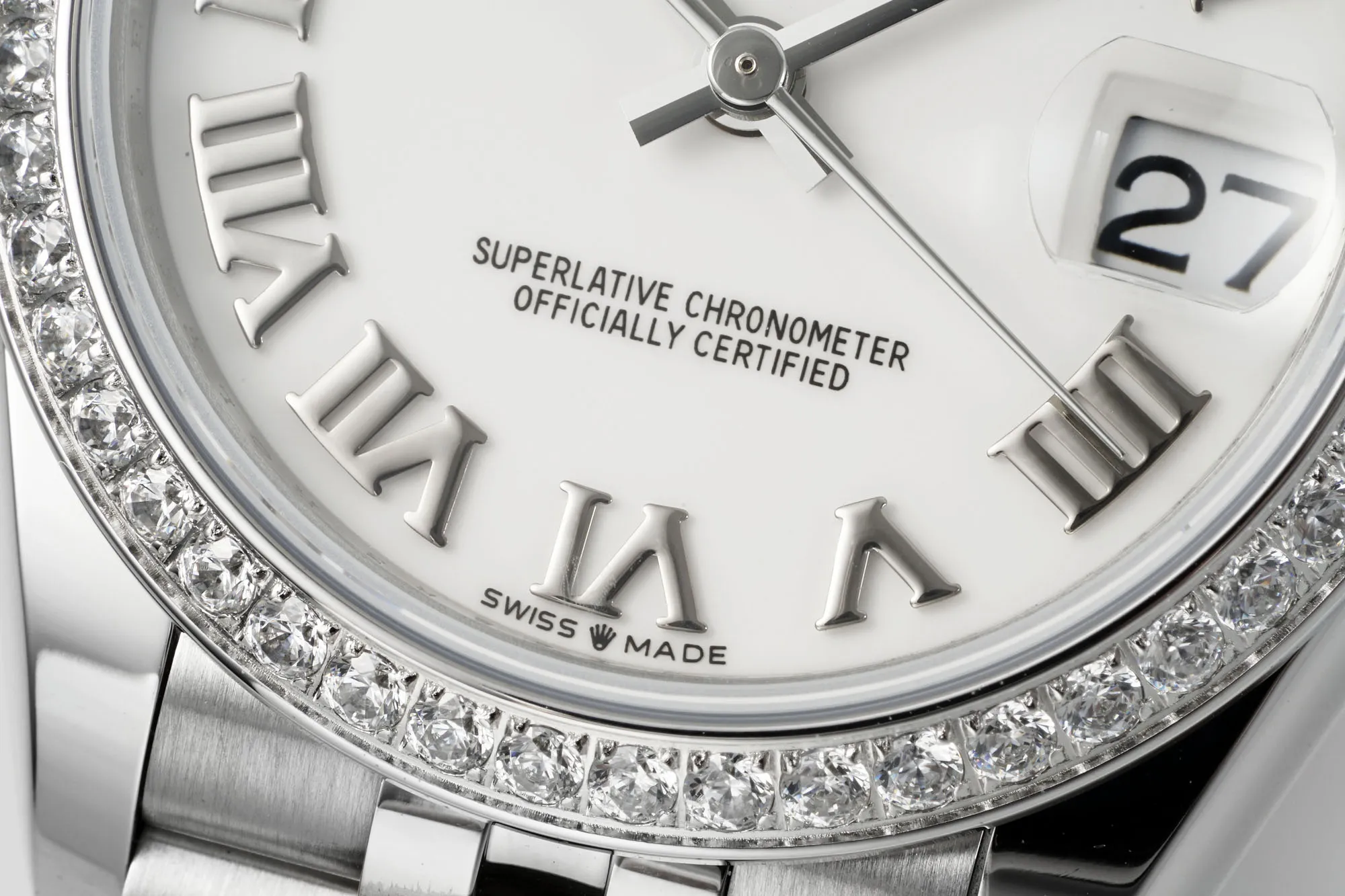 Breathable AR Factory Rolex Datejust 31mm White Roman Numeral Dial Diamond Bezel Stainless Steel Jubilee Bracelet Ladies Watch 4963