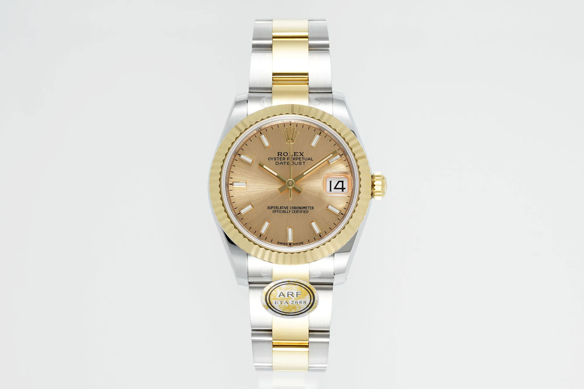 AR Factory Rolex Lady-Datejust 31mm Two-Tone Yellow Gold and Steel Champagne Dial Fluted Bezel Oyster Bracelet Luxury Watch Effortless 5000