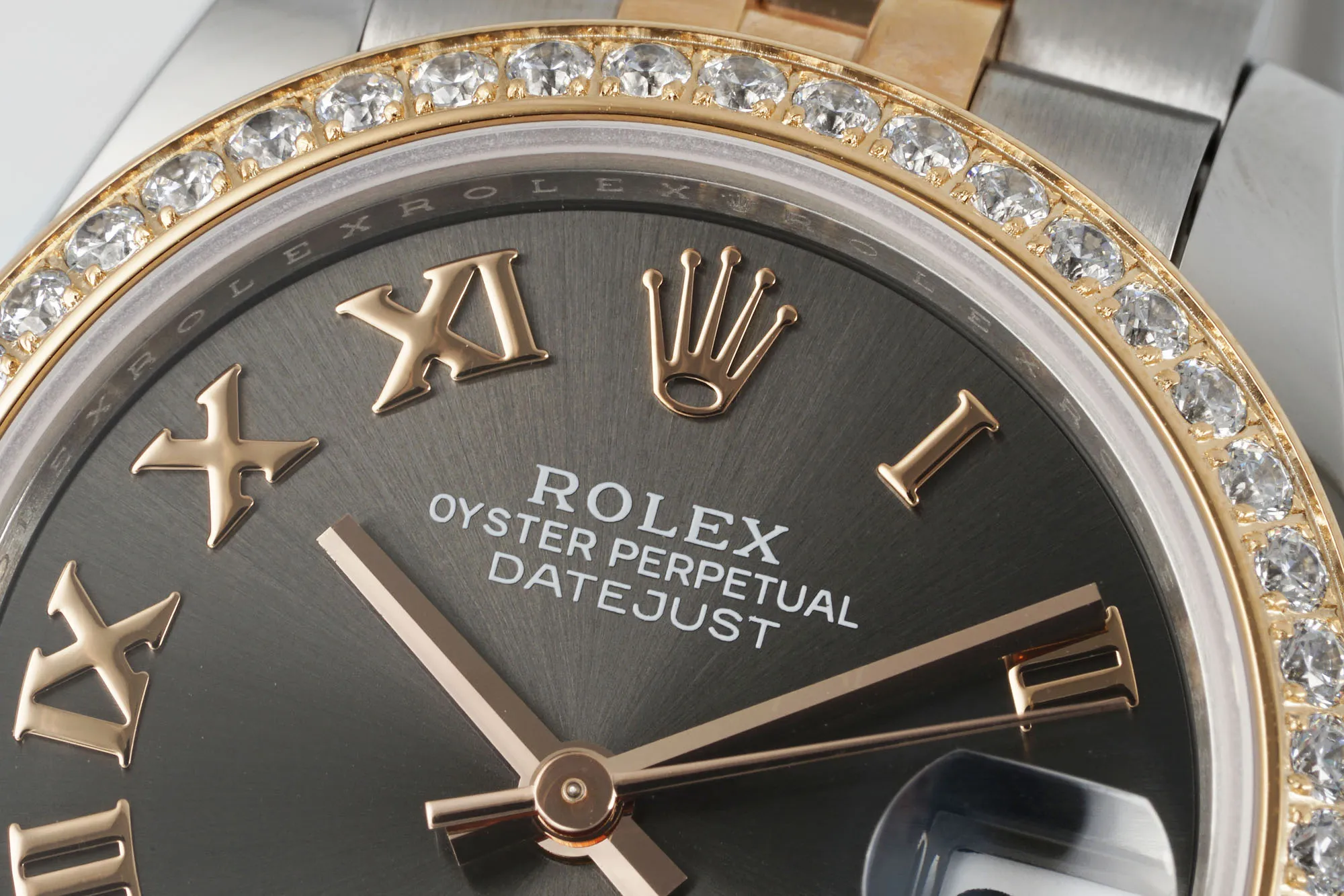 Snug AR Factory Rolex Datejust 31mm Oystersteel and Everose Gold Diamond Bezel Grey Roman Dial Jubilee Bracelet Luxury Watch 4990