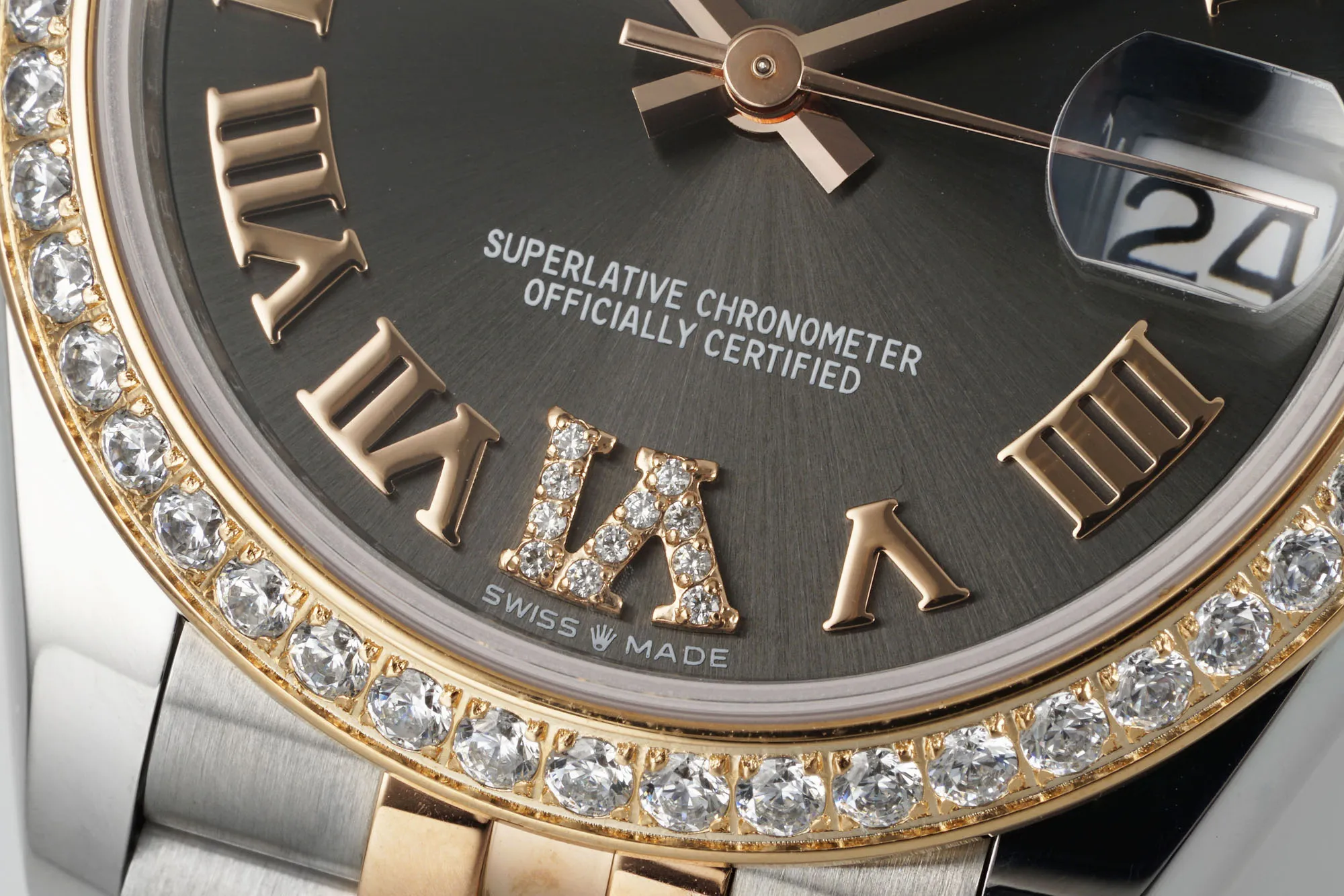 Snug AR Factory Rolex Datejust 31mm Oystersteel and Everose Gold Diamond Bezel Grey Roman Dial Jubilee Bracelet Luxury Watch 4990