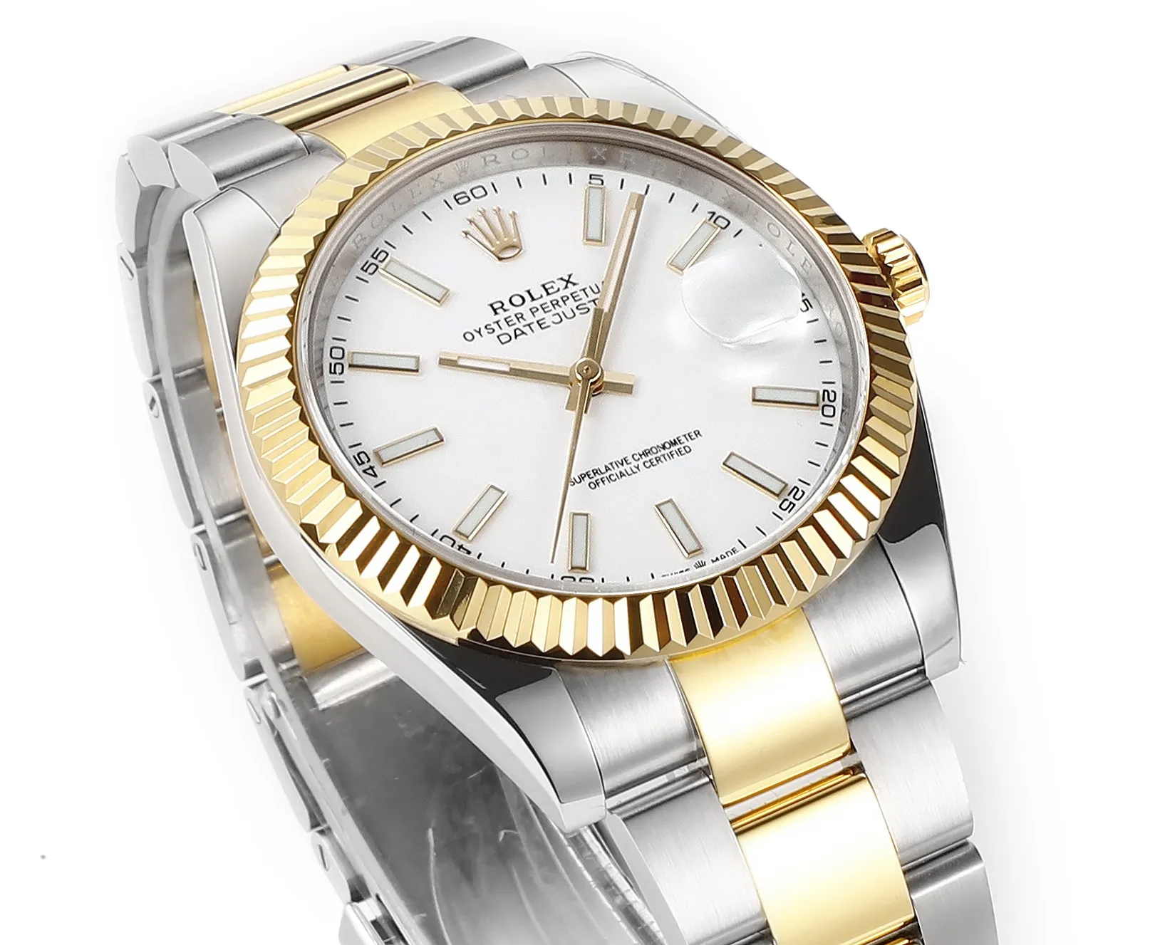 AR Factory Rolex Datejust 41mm Two-Tone Stainless Steel and Yellow Gold Fluted Bezel White Dial Oyster Bracelet Automatic Men’s Watch Trendsetting 226
