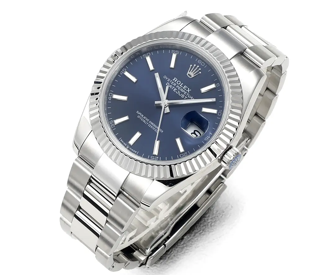 Flexible Rolex Datejust 41mm Blue Dial Stainless Steel Fluted Bezel Super Clone with 3235 Movement 117