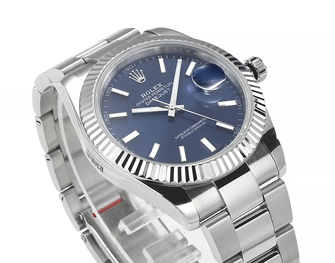 Flexible Rolex Datejust 41mm Blue Dial Stainless Steel Fluted Bezel Super Clone with 3235 Movement 117