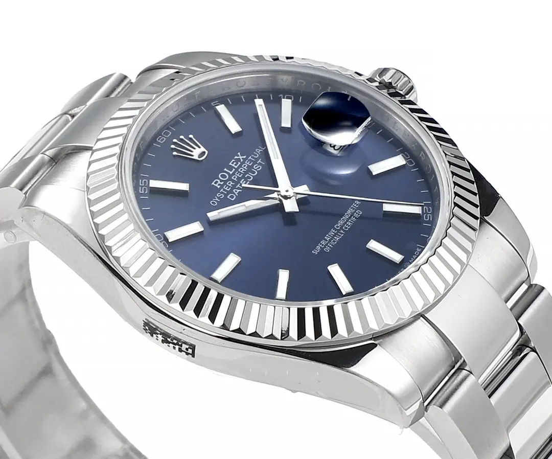Flexible Rolex Datejust 41mm Blue Dial Stainless Steel Fluted Bezel Super Clone with 3235 Movement 117