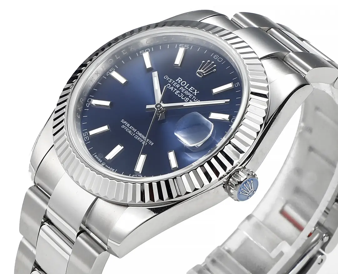 Flexible Rolex Datejust 41mm Blue Dial Stainless Steel Fluted Bezel Super Clone with 3235 Movement 117