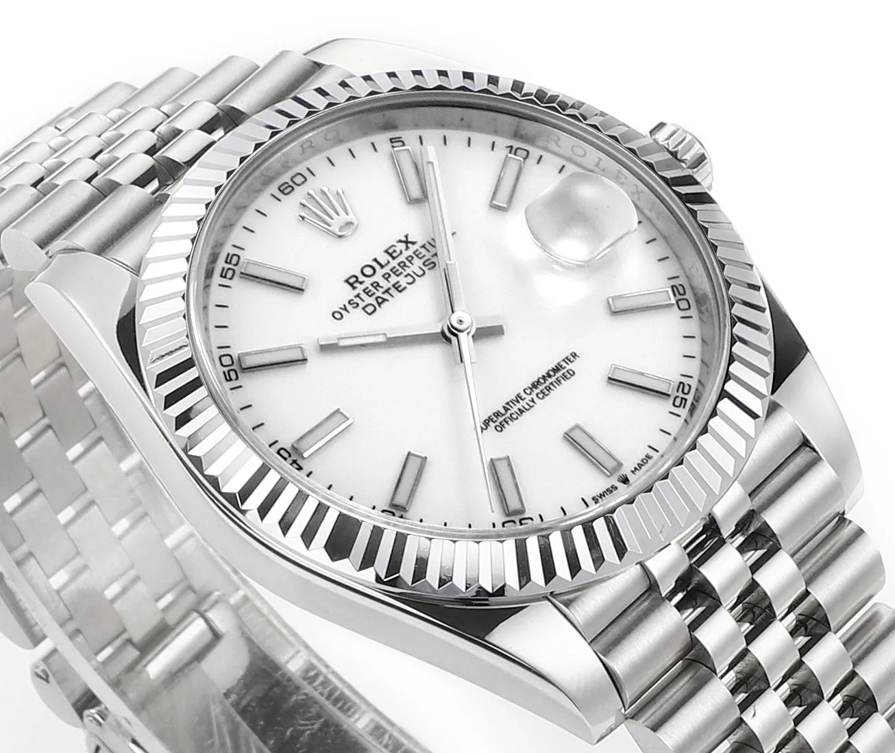 Lightweight AR Factory Rolex Datejust 41mm Stainless Steel White Dial Fluted Bezel Jubilee Bracelet Luxury Watch 4951