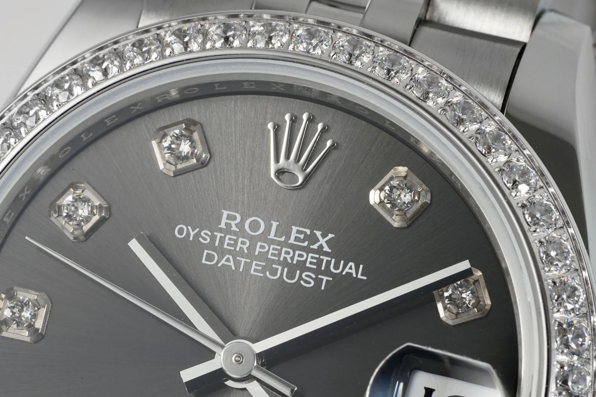 Sophisticated AR Factory Rolex Datejust Stainless Steel Watch with Diamond Bezel, Rhodium Dial, and Jubilee Bracelet 4968